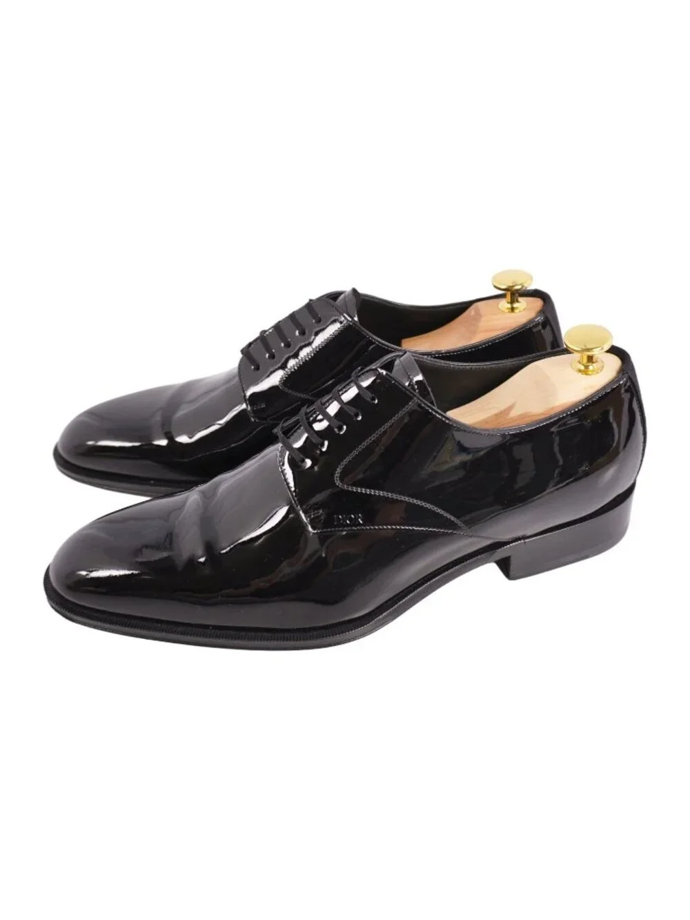 Dior Leather Shoes Derby Patent Black Homme